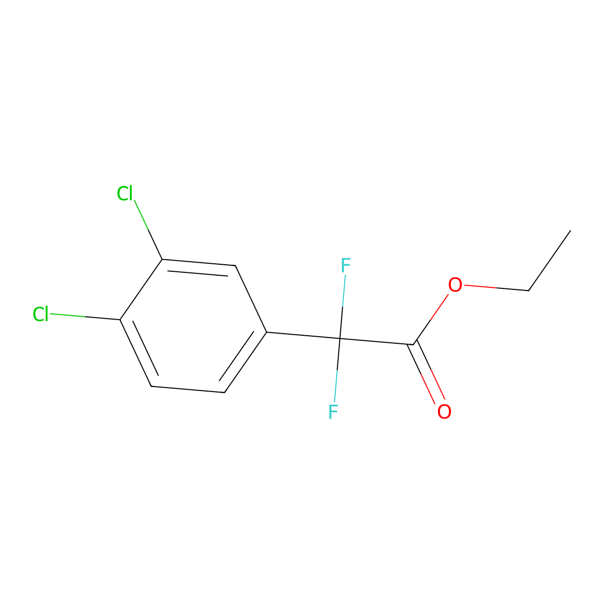 Benzeneacetic acid, 3,4-dichloro-alpha,alpha-difluoro-, ethyl ester molecular structure, CAS 56177-76-5