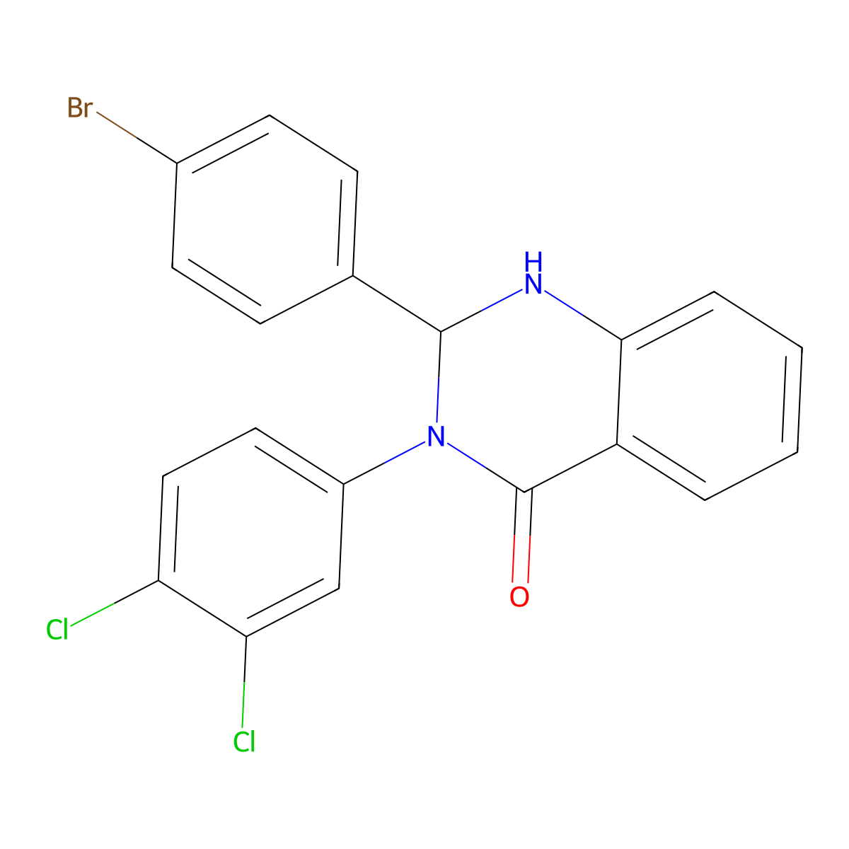 2-(4-Bromophenyl)-3-(3,4-dichlorophenyl)-1,2-dihydroquinazolin-4-one molecular structure, CAS 5618-49-5