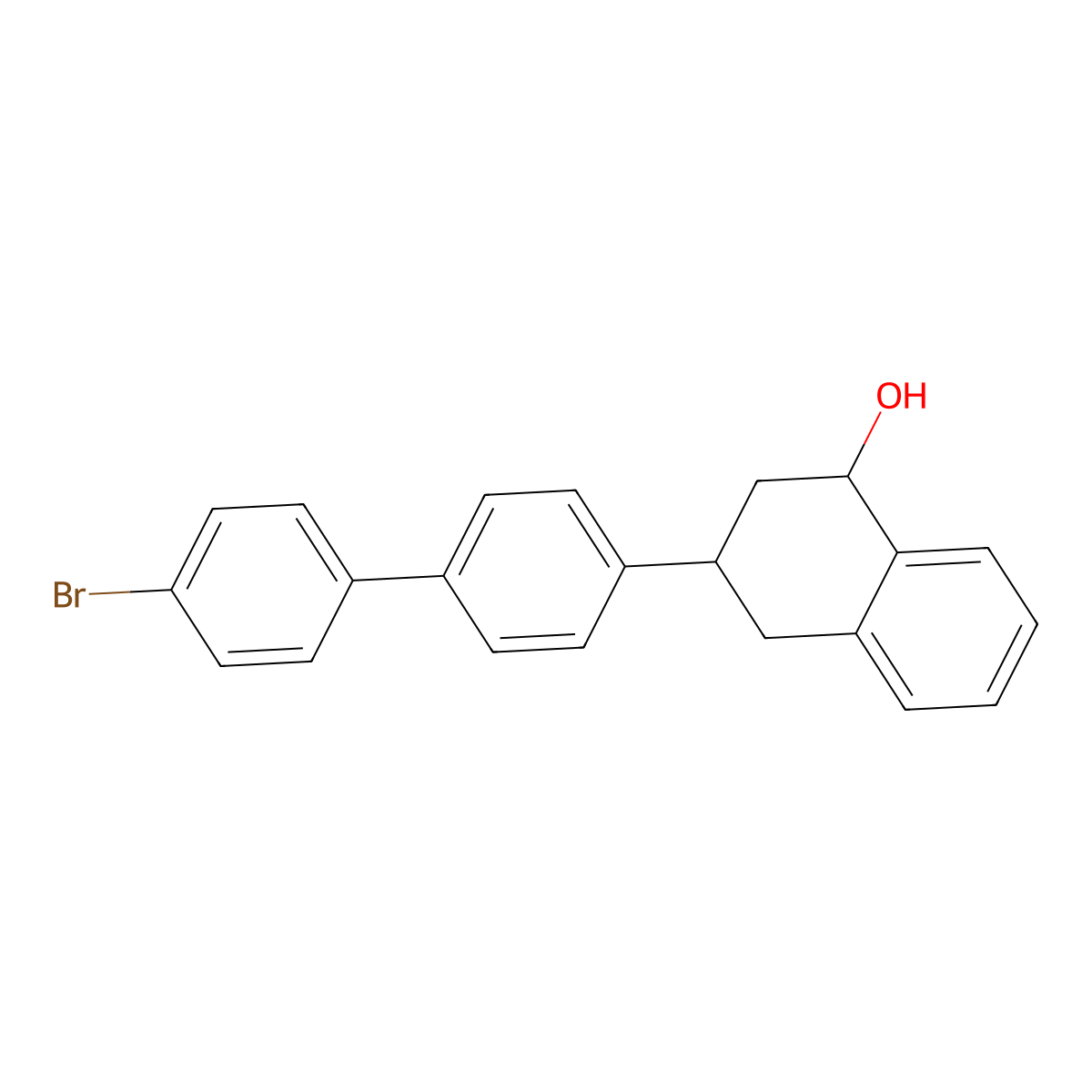 1-Naphthalenol, 3-(4'-bromo(1,1'-biphenyl)-4-yl)-1,2,3,4-tetrahydro- molecular structure, CAS 56181-82-9