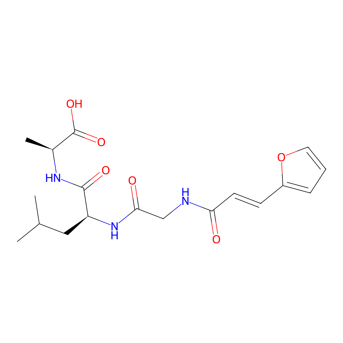 (2S)-2-[[(2S)-2-[[2-[[(E)-3-(furan-2-yl)prop-2-enoyl]amino]acetyl]amino]-4-methylpentanoyl]amino]propanoic acid molecular structure, CAS 56186-50-6