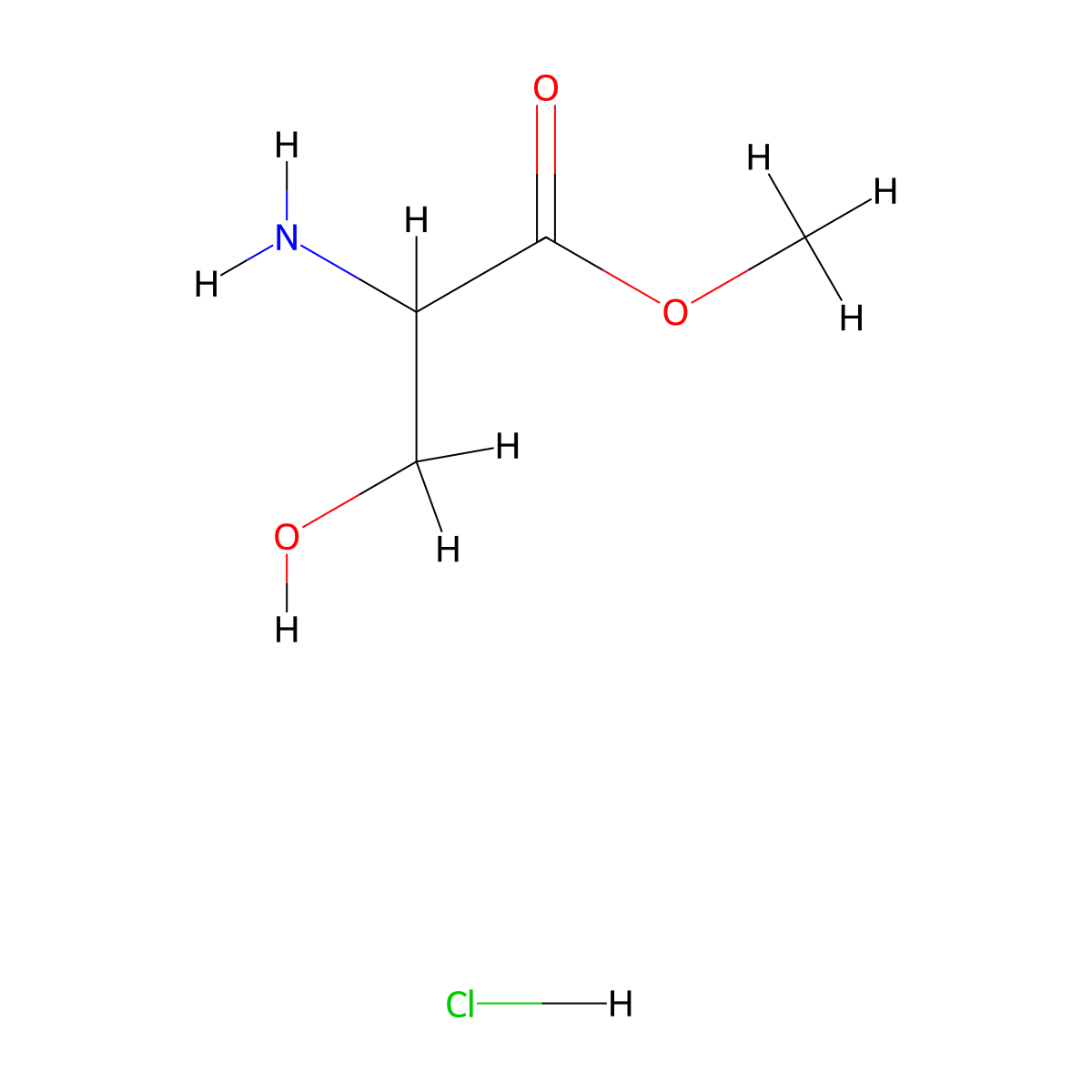 Methyl DL-serinate hydrochloride molecular structure, CAS 5619-04-5