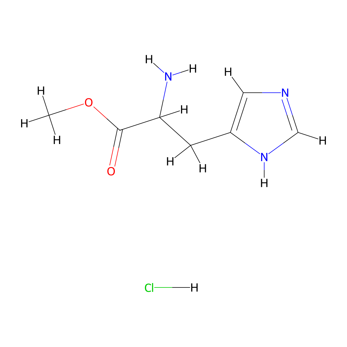 methyl 2-amino-3-(1H-imidazol-4-yl)propanoate hydrochloride molecular structure, CAS 5619-10-3