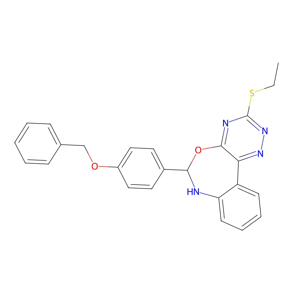 3-Ethylsulfanyl-6-(4-phenylmethoxyphenyl)-6,7-dihydro-[1,2,4]triazino[5,6-d][3,1]benzoxazepine molecular structure, CAS 5619-98-7