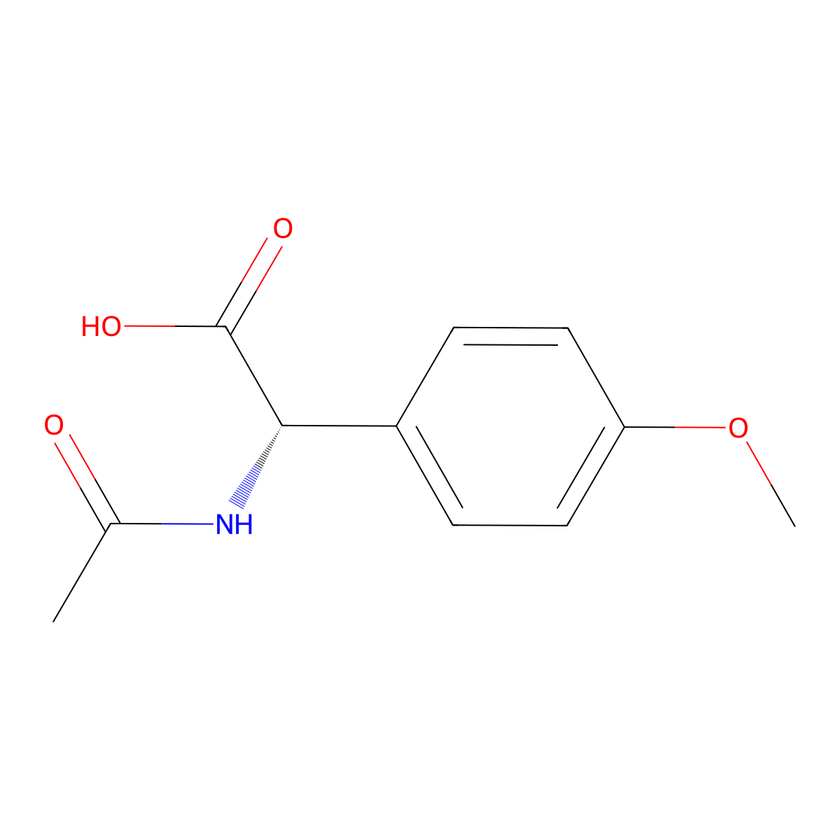 (2S)-2-acetamido-2-(4-methoxyphenyl)acetic acid molecular structure, CAS 56192-95-1