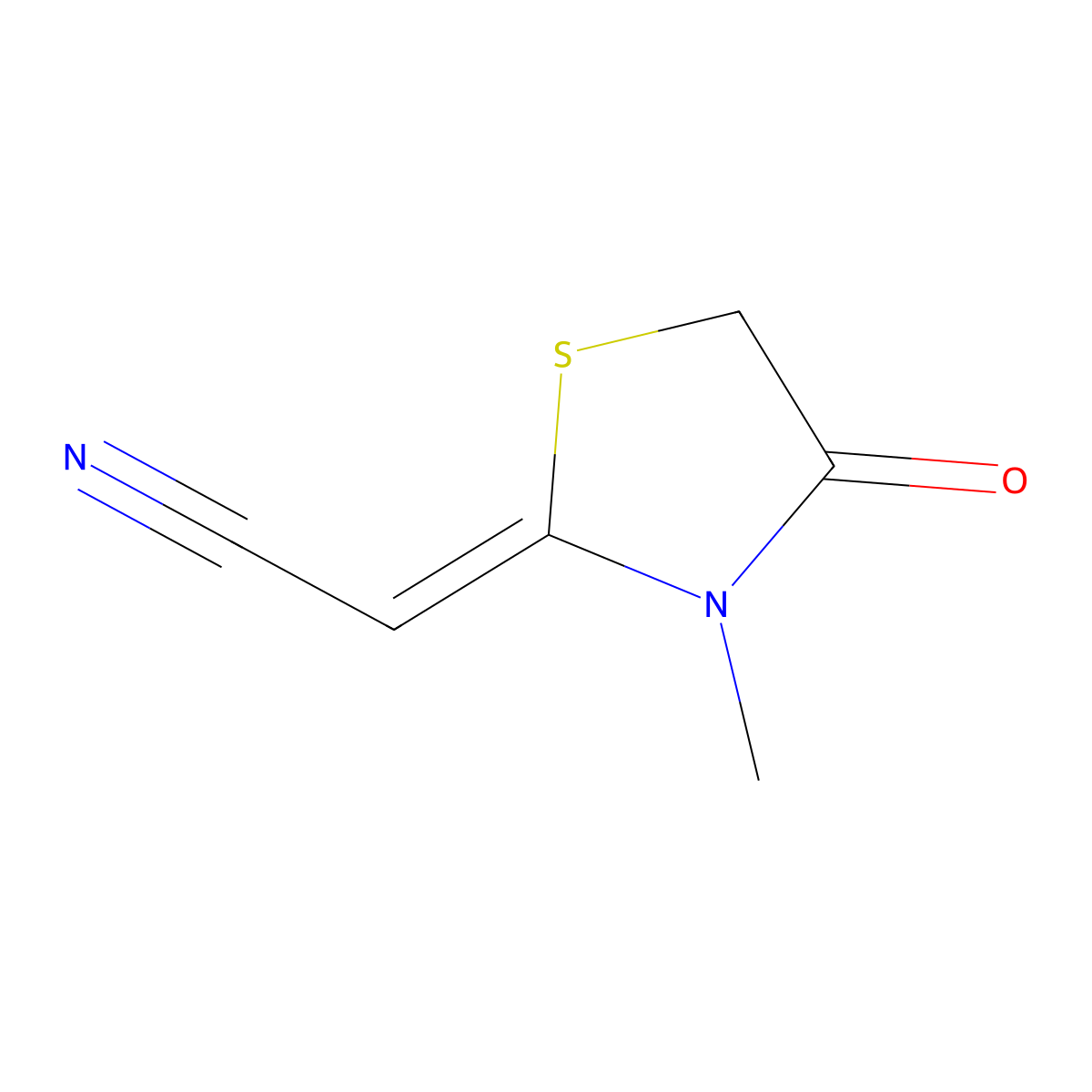 2-(3-Methyl-4-oxo-1,3-thiazolidin-2-ylidene)acetonitrile molecular structure, CAS 56196-65-7