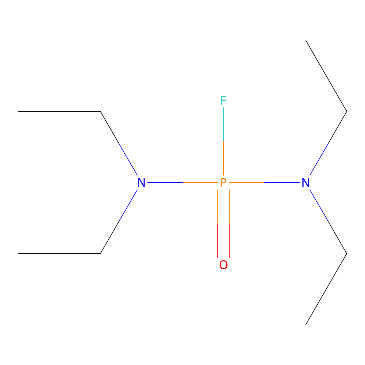 Phosphorodiamidic fluoride, tetraethyl- molecular structure, CAS 562-17-4