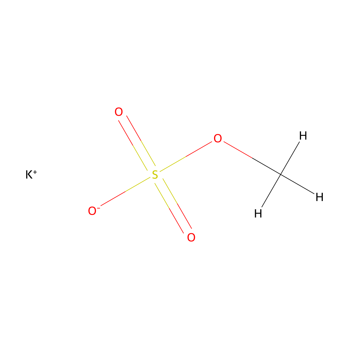 Potassium methyl sulfate molecular structure, CAS 562-54-9