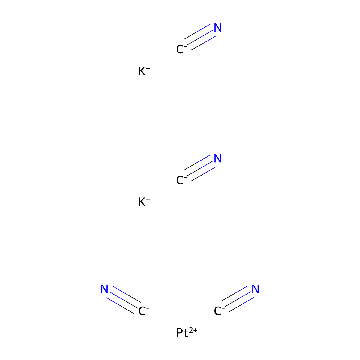 Potassium tetracyanoplatinate molecular structure, CAS 562-76-5