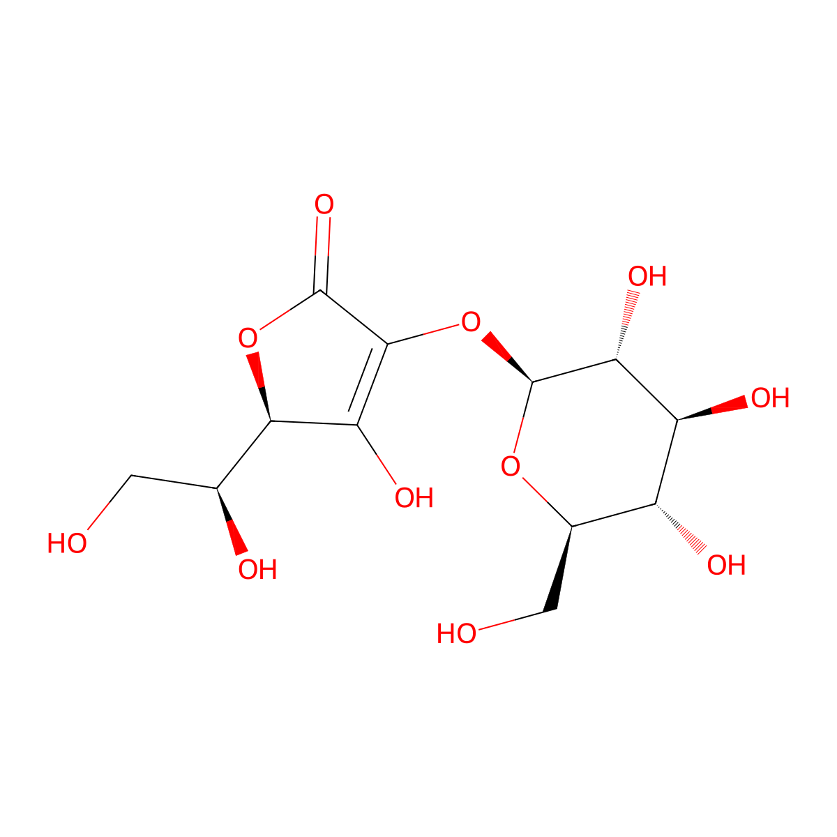 2-o-beta-d-Glucopyranosyl-l-ascorbic acid molecular structure, CAS 562043-82-7