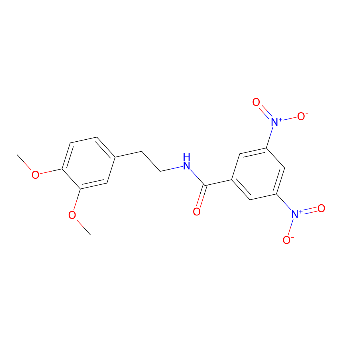N-[2-(3,4-dimethoxyphenyl)ethyl]-3,5-dinitrobenzamide molecular structure, CAS 56205-54-0