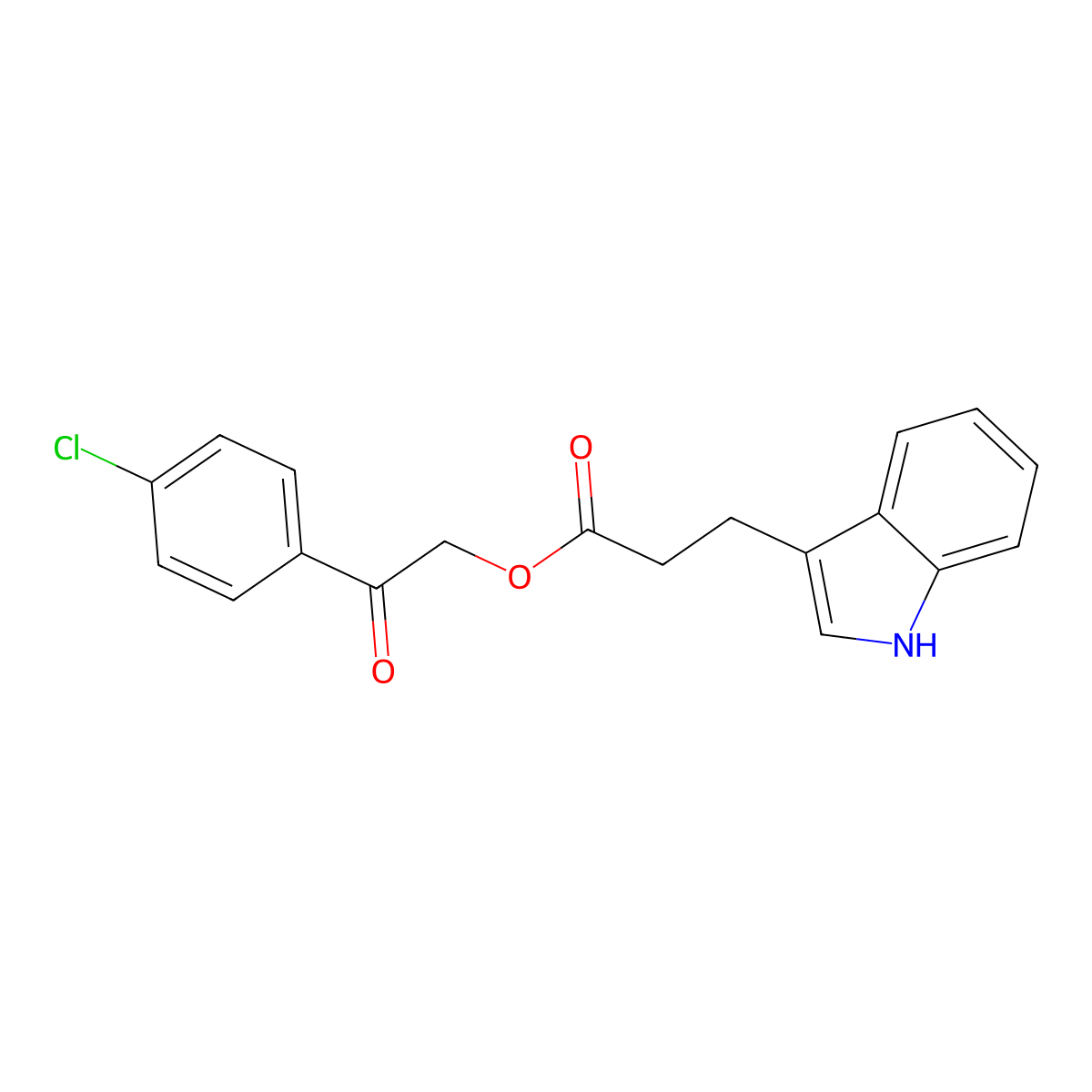 2-(4-chlorophenyl)-2-oxoethyl 3-(1H-indol-3-yl)propanoate molecular structure, CAS 562050-95-7