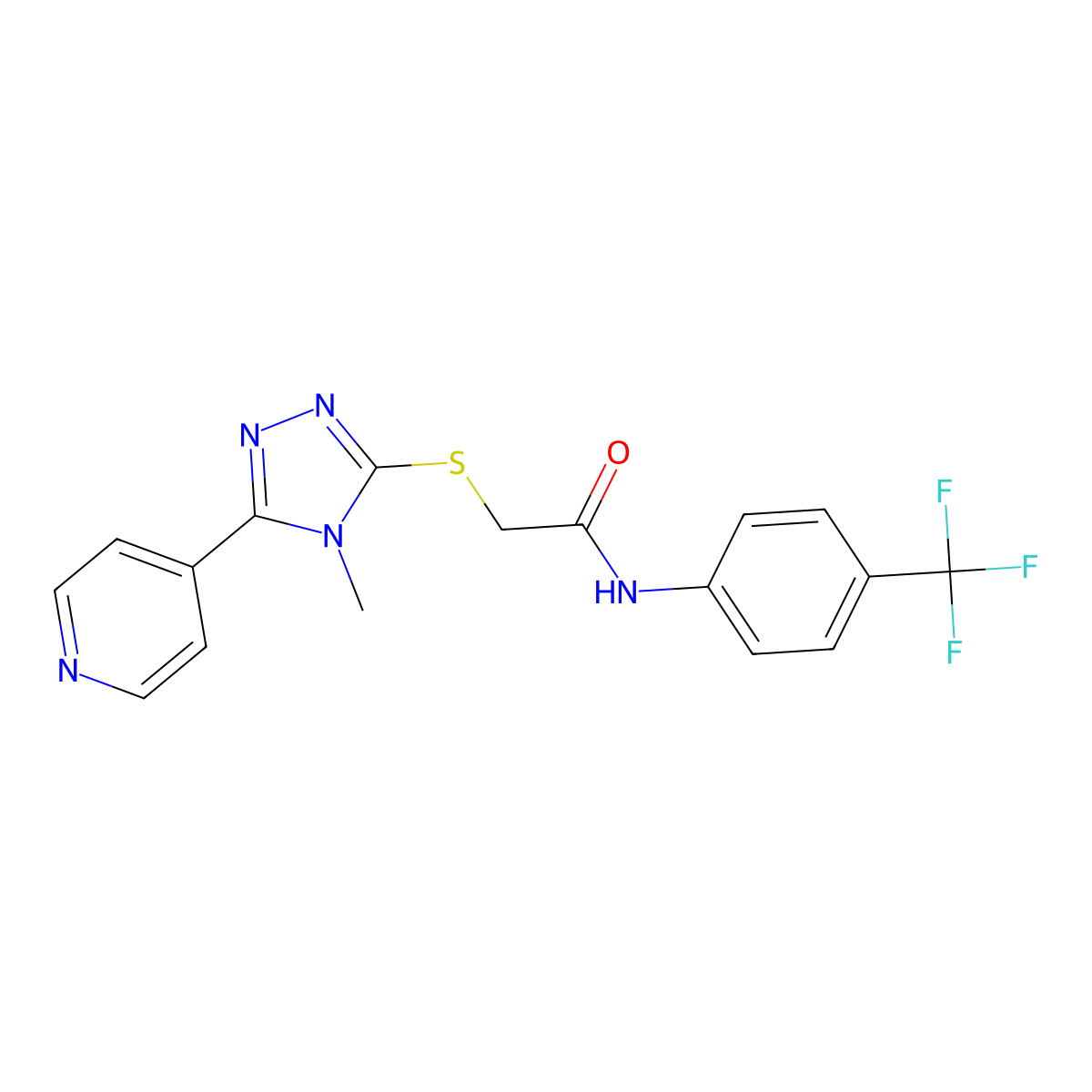 2-{[4-methyl-5-(pyridin-4-yl)-4H-1,2,4-triazol-3-yl]sulfanyl}-N-[4-(trifluoromethyl)phenyl]acetamide molecular structure, CAS 562054-57-3