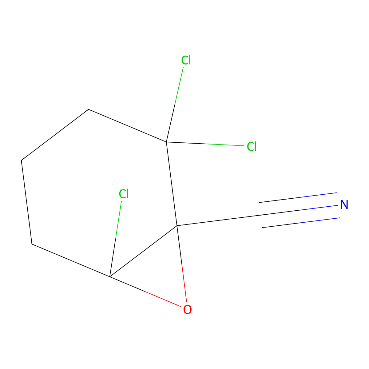 2,2,6-Trichloro-7-oxabicyclo[4.1.0]heptane-1-carbonitrile molecular structure, CAS 56207-43-3