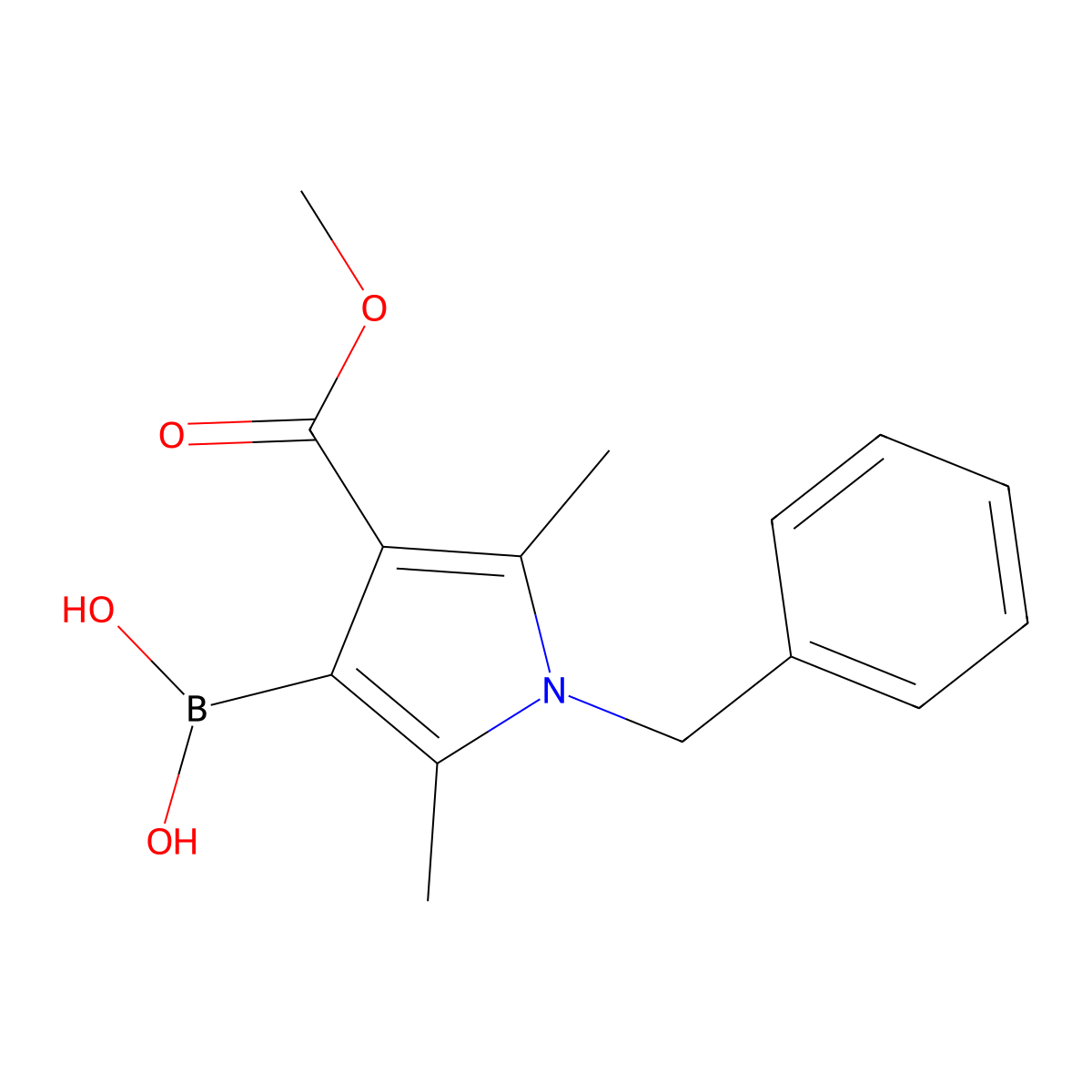 (1-Benzyl-4-(methoxycarbonyl)-2,5-dimethyl-1H-pyrrol-3-YL)boronic acid molecular structure, CAS 562074-36-6