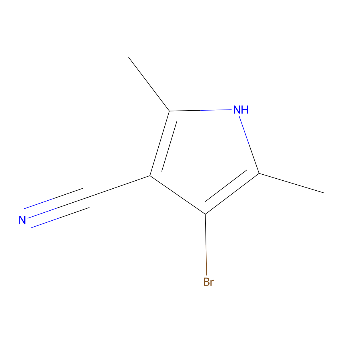 4-bromo-2,5-dimethyl-1H-pyrrole-3-carbonitrile molecular structure, CAS 562074-42-4