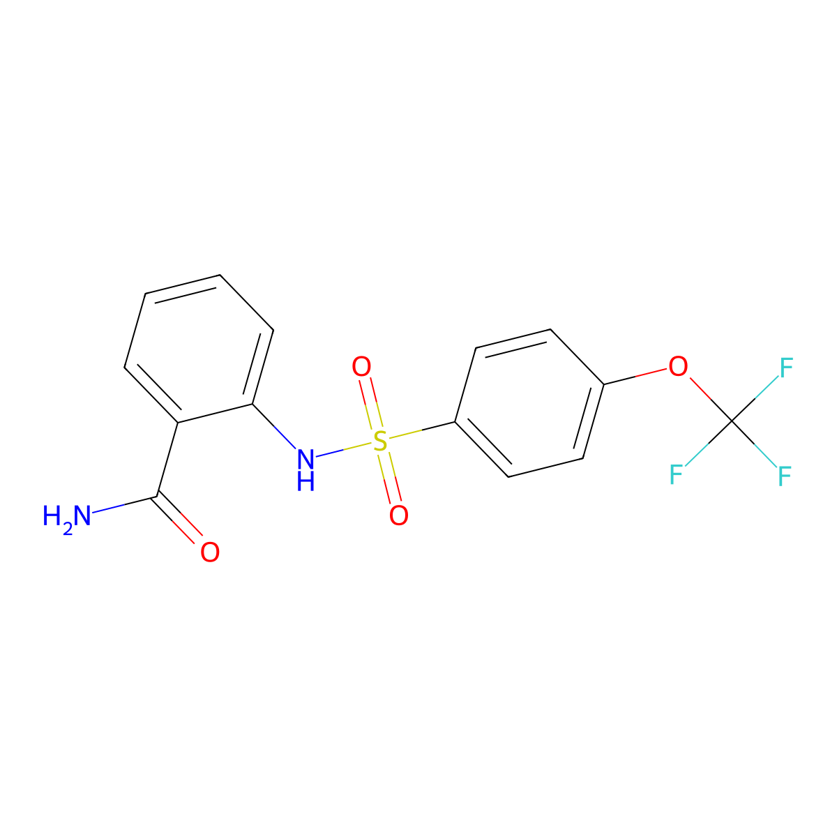 2-(((4-(Trifluoromethoxy)phenyl)sulfonyl)amino)benzamide molecular structure, CAS 562079-34-9