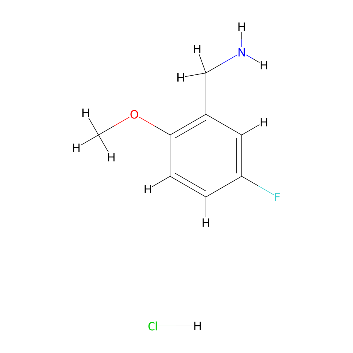 (5-Fluoro-2-methoxyphenyl)methanamine hydrochloride molecular structure, CAS 562080-99-3