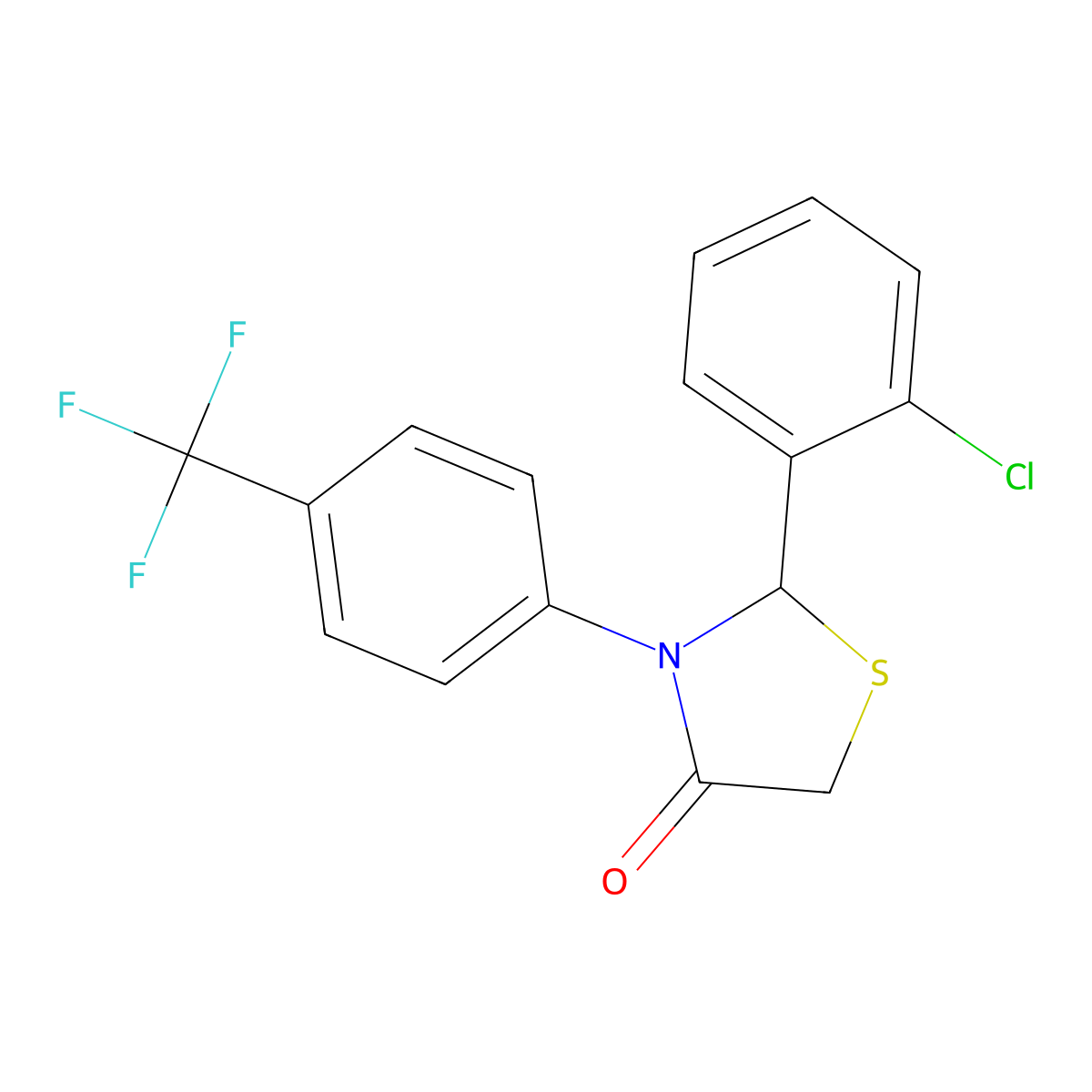 2-(2-Chlorophenyl)-3-[4-(trifluoromethyl)phenyl]-1,3-thiazolidin-4-one molecular structure, CAS 562094-95-5