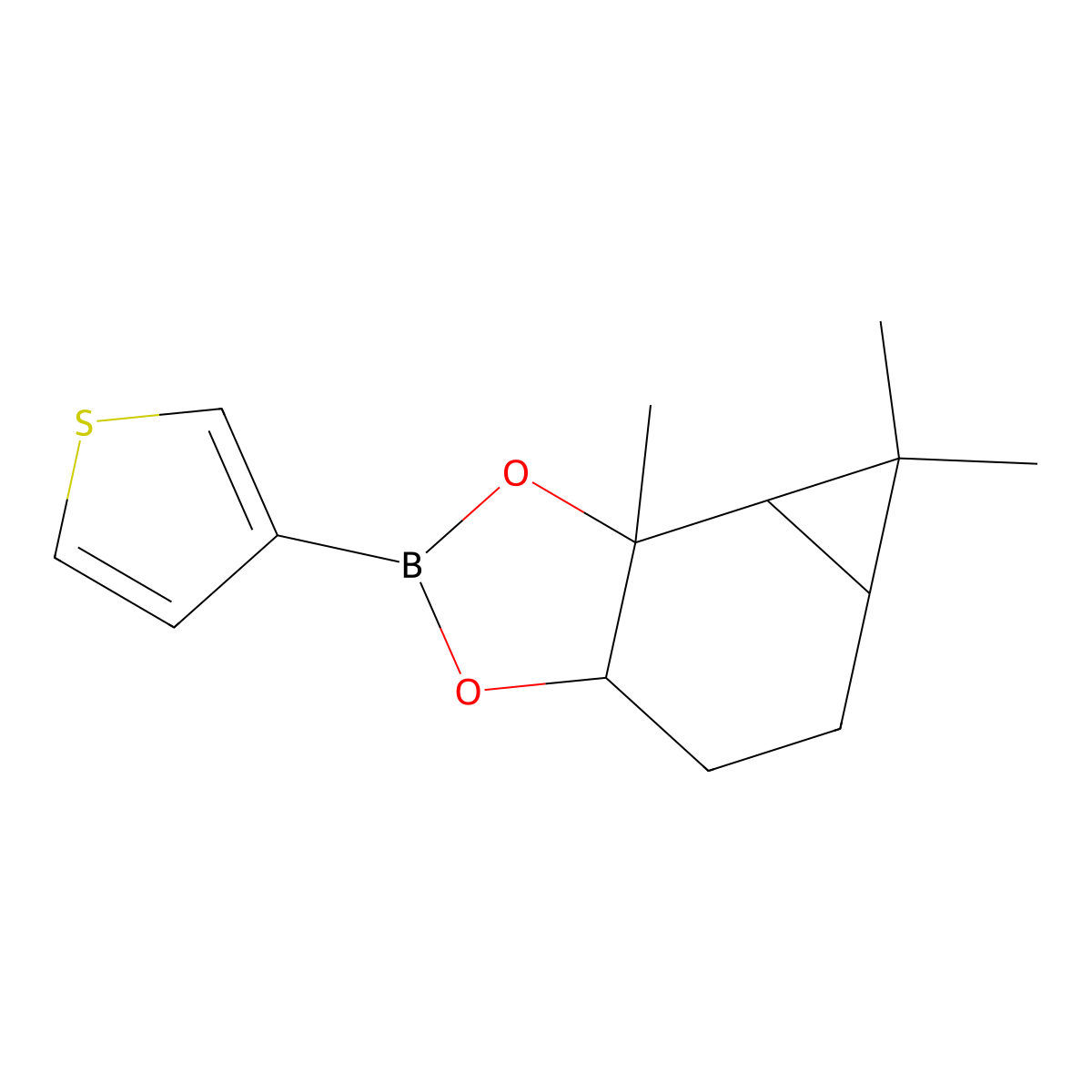 6,6,6b-trimethyl-2-thien-3-ylhexahydro-3aH-cyclopropa[e][1,3,2]benzodioxaborole molecular structure, CAS 562098-04-8