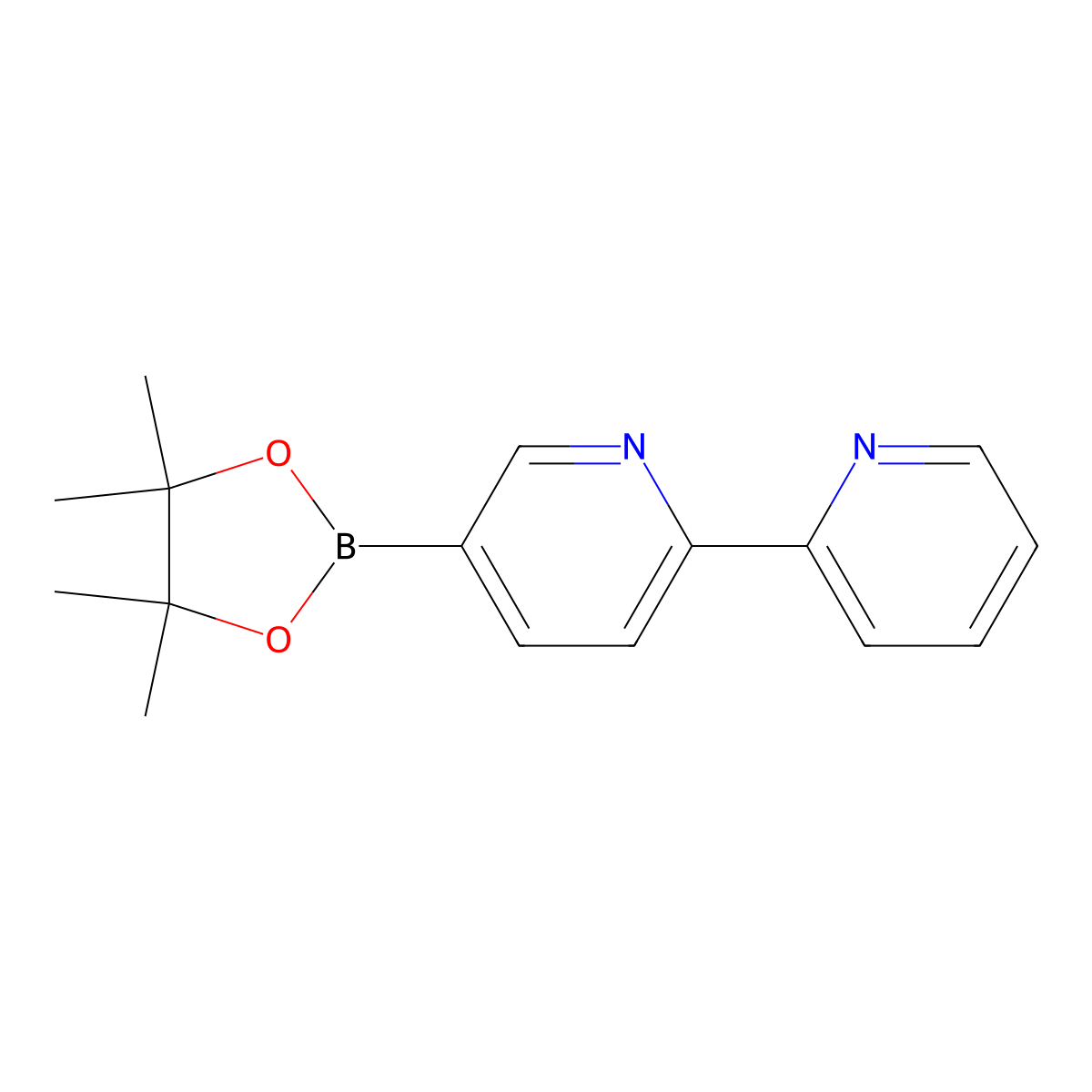 5-(4,4,5,5-Tetramethyl-1,3,2-dioxaborolan-2-yl)-2,2'-bipyridine molecular structure, CAS 562098-24-2