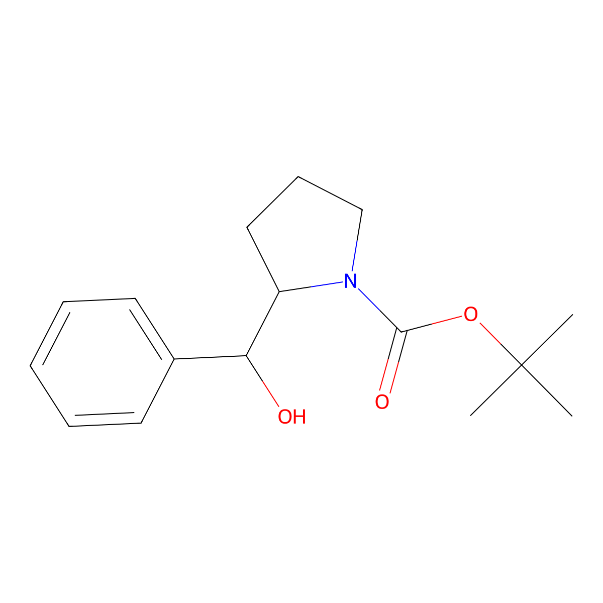 Tert-butyl 2-[hydroxy(phenyl)methyl]pyrrolidine-1-carboxylate molecular structure, CAS 562101-63-7