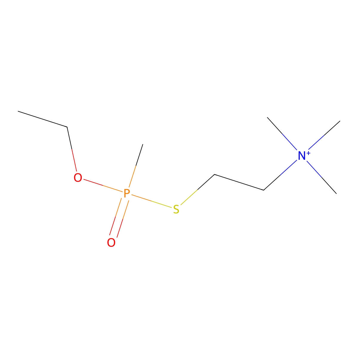 Ammonium, (2-mercaptoethyl)trimethyl-, S-ester with O-ethylmethylphosphonothioate molecular structure, CAS 56217-67-5