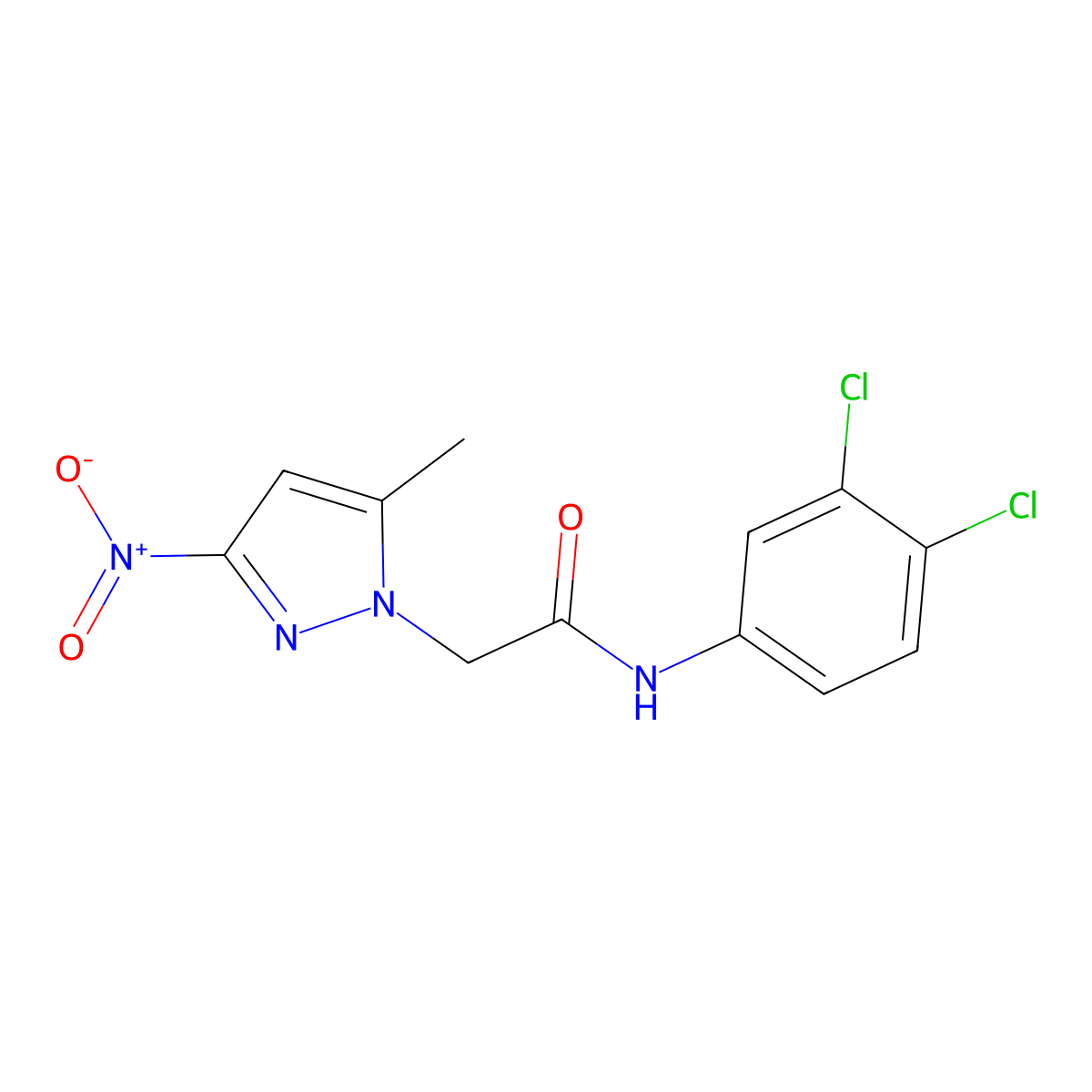 N-(3,4-dichlorophenyl)-2-(5-methyl-3-nitropyrazol-1-yl)acetamide molecular structure, CAS 5622-05-9