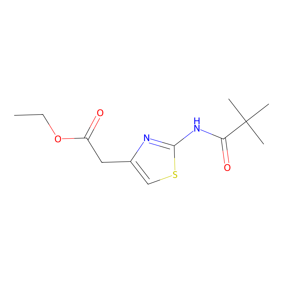 Ethyl {2-[(2,2-dimethylpropanoyl)amino]-1,3-thiazol-4-yl}acetate molecular structure, CAS 5622-98-0