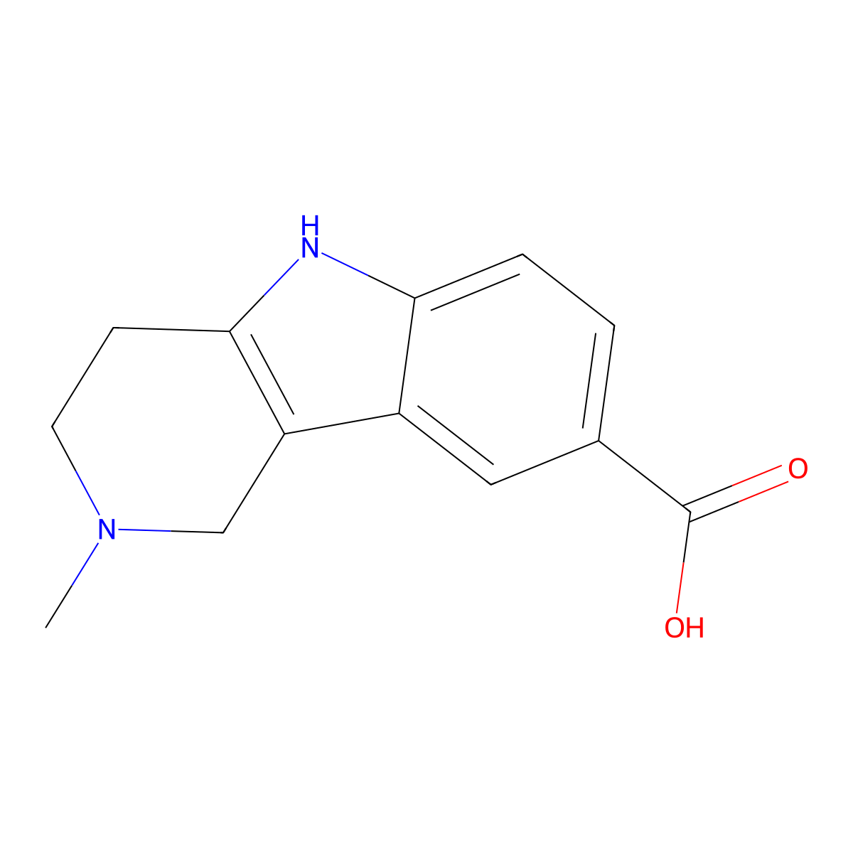 2-Methyl-2,3,4,5-tetrahydro-1H-pyrido[4,3-b]indole-8-carboxylic acid molecular structure, CAS 56223-40-6