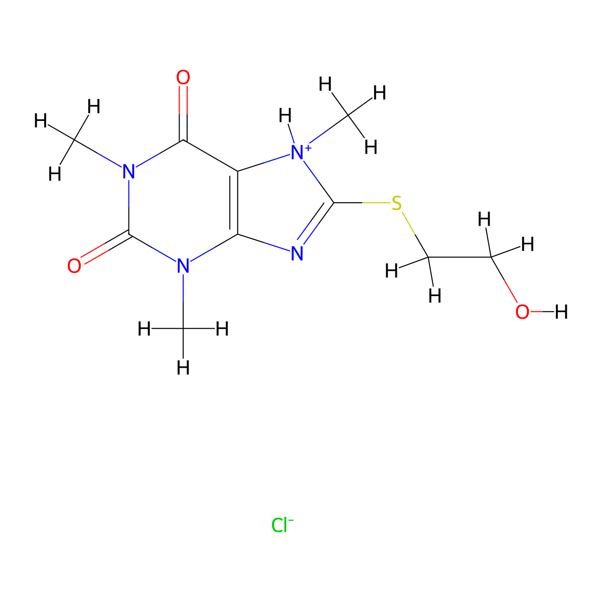 Caffeine, 8-((2-hydroxyethyl)thio)-, hydrochloride molecular structure, CAS 56223-60-0