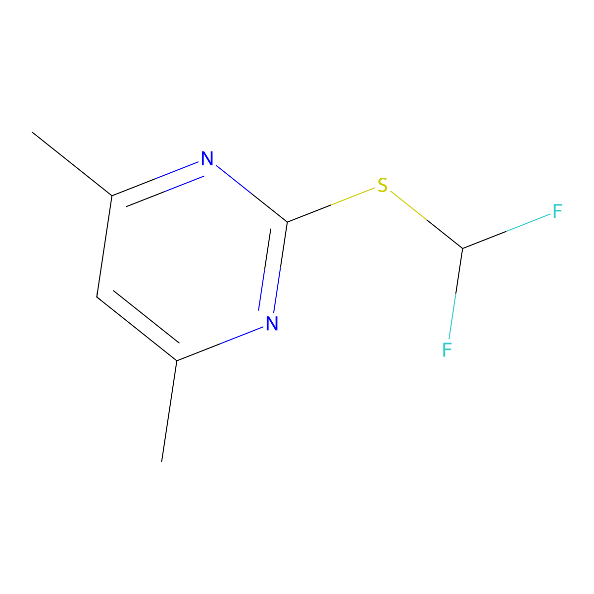 2-[(Difluoromethyl)sulfanyl]-4,6-dimethylpyrimidine molecular structure, CAS 56228-50-3