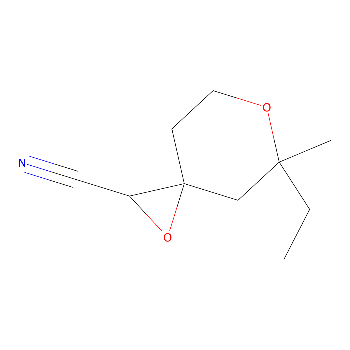 5-Ethyl-5-methyl-1,6-dioxaspiro[2.5]octane-2-carbonitrile molecular structure, CAS 56229-35-7