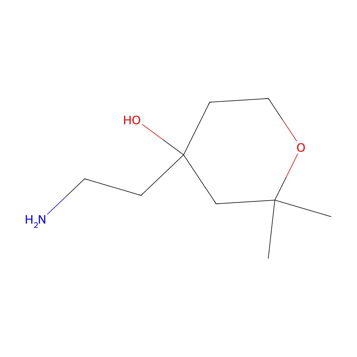 4-(2-Aminoethyl)-2,2-dimethyloxan-4-ol molecular structure, CAS 56229-40-4
