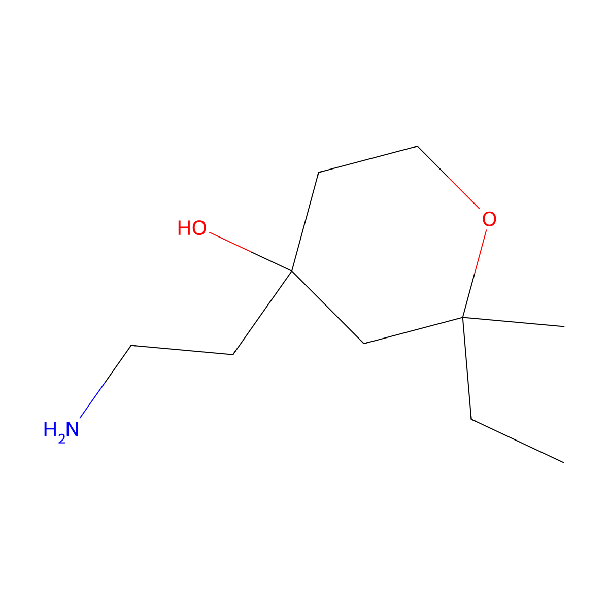 4-(2-Aminoethyl)-2-ethyl-2-methyloxan-4-OL molecular structure, CAS 56229-45-9