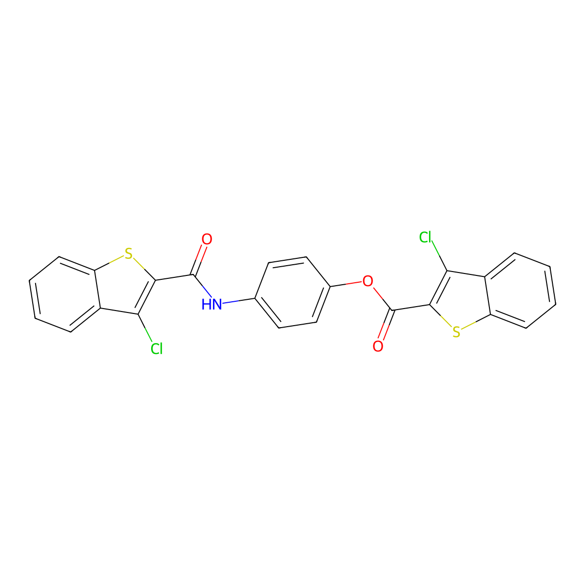 4-[(3-Chlorobenzo[b]thiophen-2-yl)carbonylamino]phenyl 3-chlorobenzo[b]thiophe ne-2-carboxylate molecular structure, CAS 5623-80-3