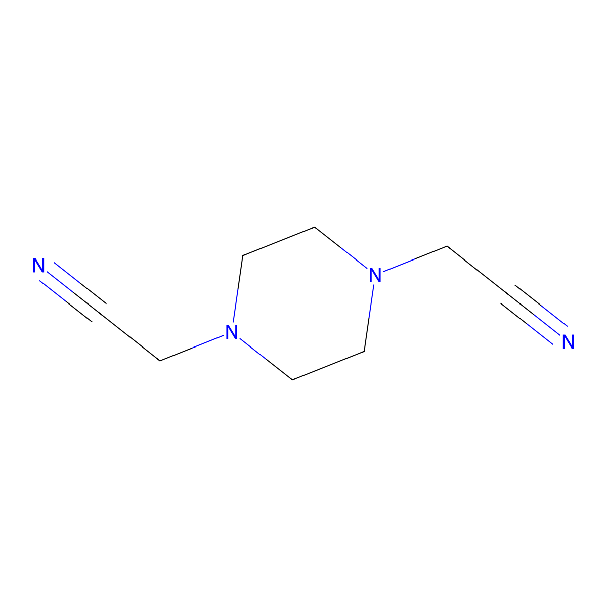 1,4-Piperazinediacetonitrile molecular structure, CAS 5623-99-4