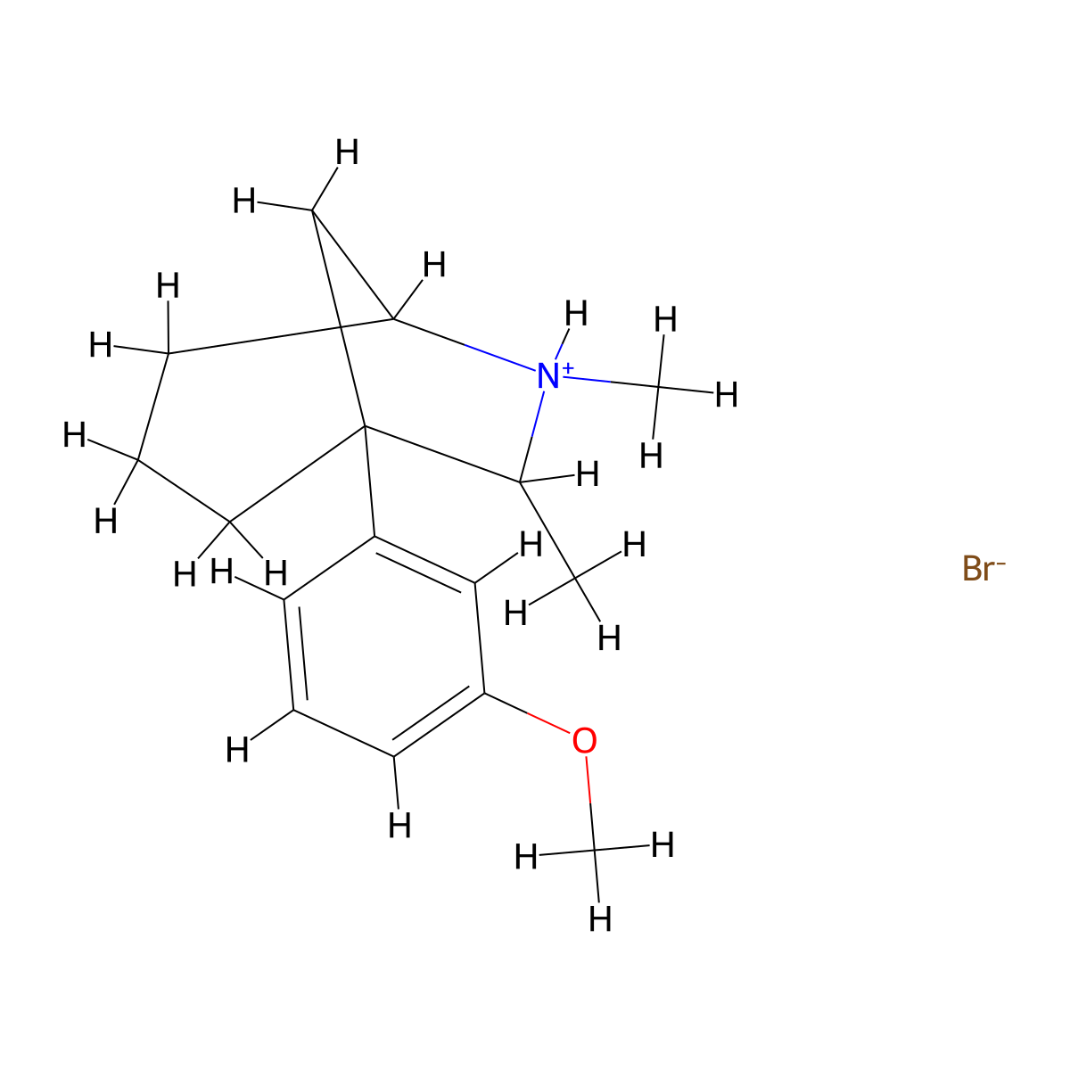 6-Azabicyclo(3.2.1)octane, 6,7-dimethyl-1-(m-methoxyphenyl)-, hydrobromide molecular structure, CAS 56231-55-1