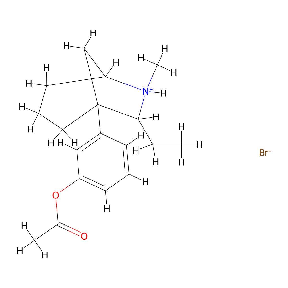 6-Azabicyclo(3.2.1)octane, 7-ethyl-1-(m-hydroxyphenyl)-6-methyl-, acetate (ester), hydrobromide molecular structure, CAS 56232-06-5