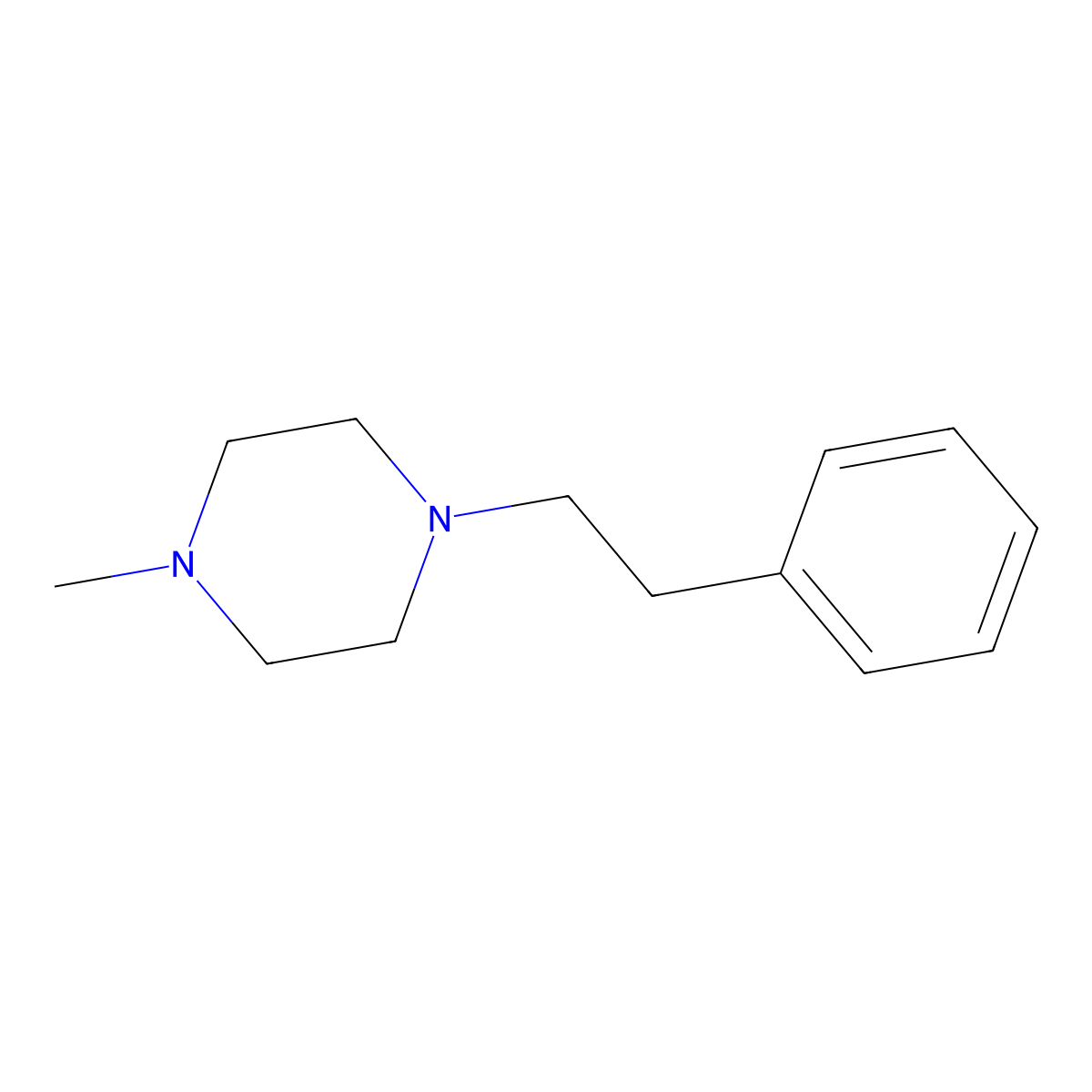 1-Methyl-4-(2-phenylethyl)piperazine molecular structure, CAS 56233-10-4