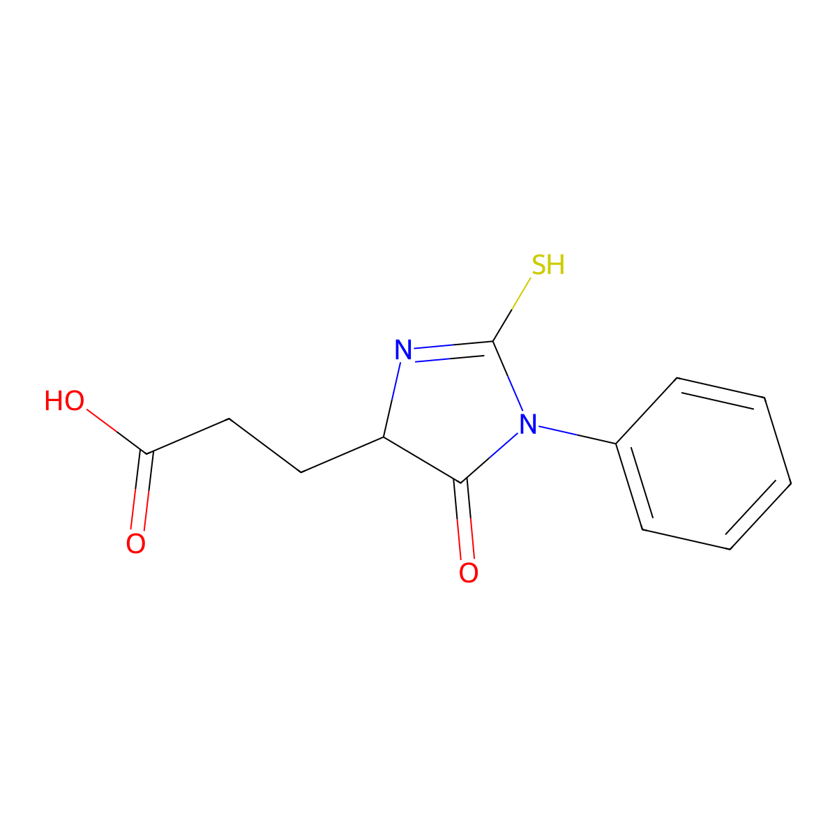 3-(5-oxo-1-phenyl-2-sulfanyl-4H-imidazol-4-yl)propanoic acid molecular structure, CAS 5624-27-1