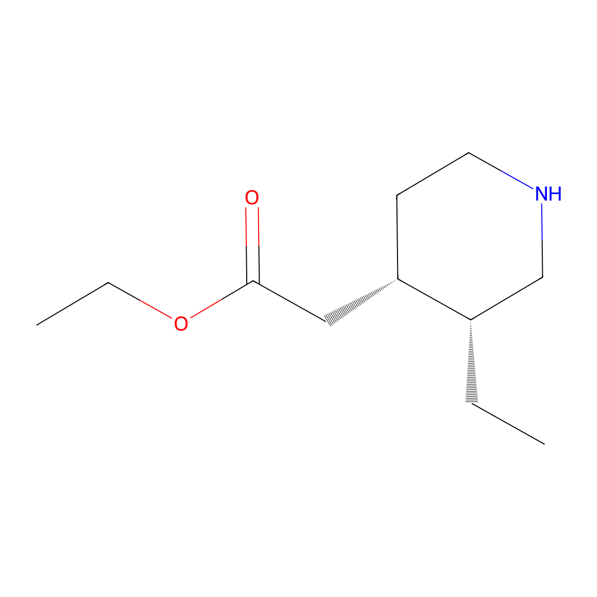 ethyl 2-[(3R,4S)-3-ethylpiperidin-4-yl]acetate molecular structure, CAS 56246-53-8