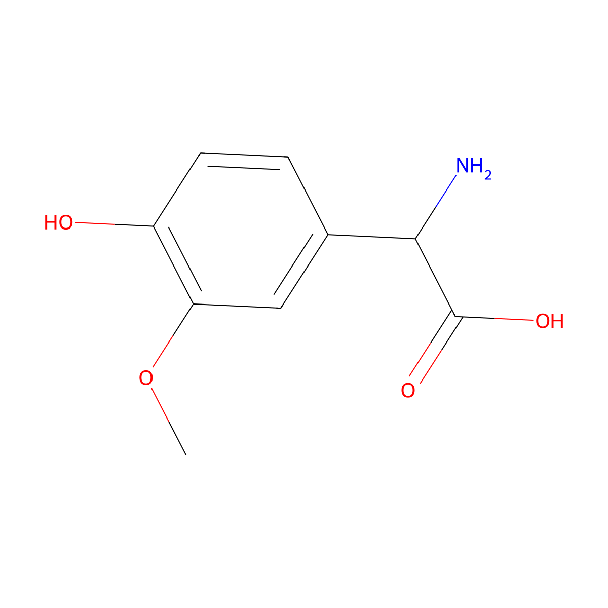 Amino(4-hydroxy-3-methoxyphenyl)acetic acid molecular structure, CAS 56246-88-9