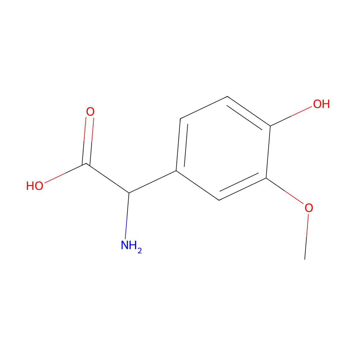 Amino(4-hydroxy-3-methoxyphenyl)acetic acid molecular structure, CAS 56246-88-9