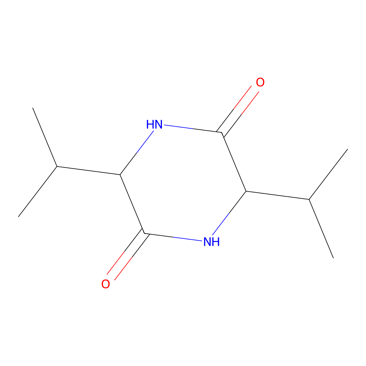 Valylvaline anhydride molecular structure, CAS 5625-44-5