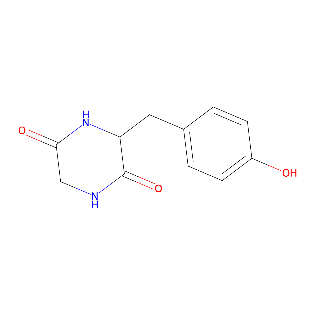 3-[(4-Hydroxyphenyl)methyl]piperazine-2,5-dione molecular structure, CAS 5625-49-0