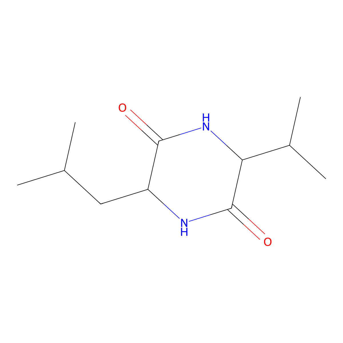 3-(1-Methylethyl)-6-(2-methylpropyl)-2,5-piperazinedione molecular structure, CAS 5625-50-3