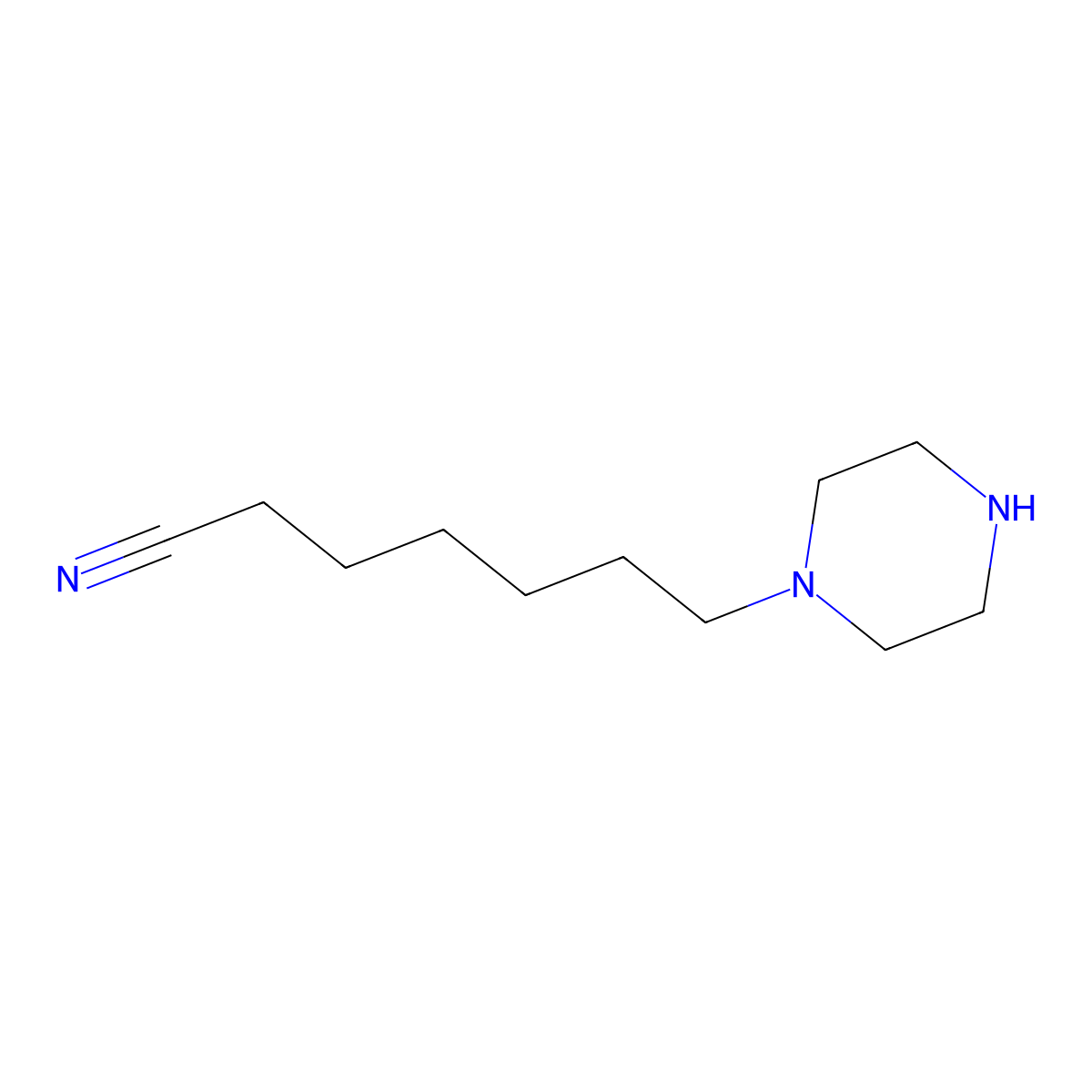 7-(Piperazin-1-yl)heptanenitrile molecular structure, CAS 5625-60-5
