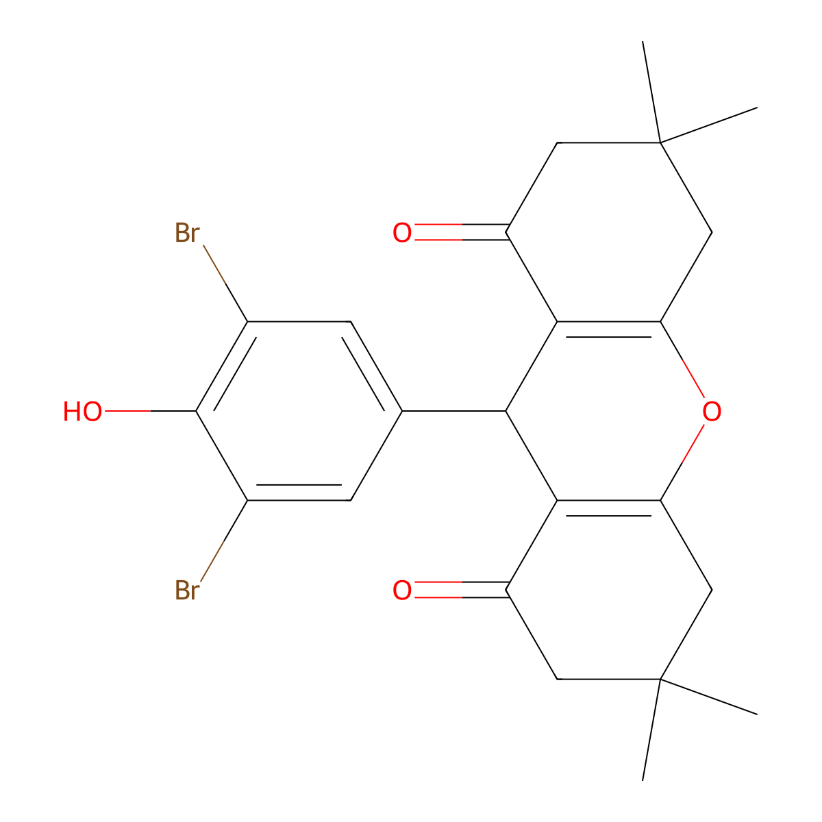 9-(3,5-dibromo-4-hydroxyphenyl)-3,3,6,6-tetramethyl-4,5,7,9-tetrahydro-2H-xanthene-1,8-dione molecular structure, CAS 5626-17-5