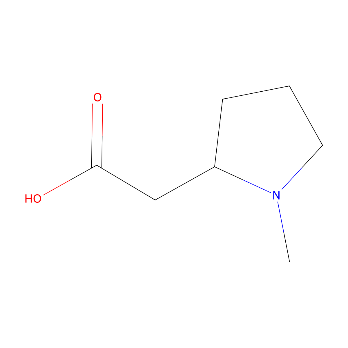 1-Methyl-2-pyrrolidineacetic acid molecular structure, CAS 5626-43-7
