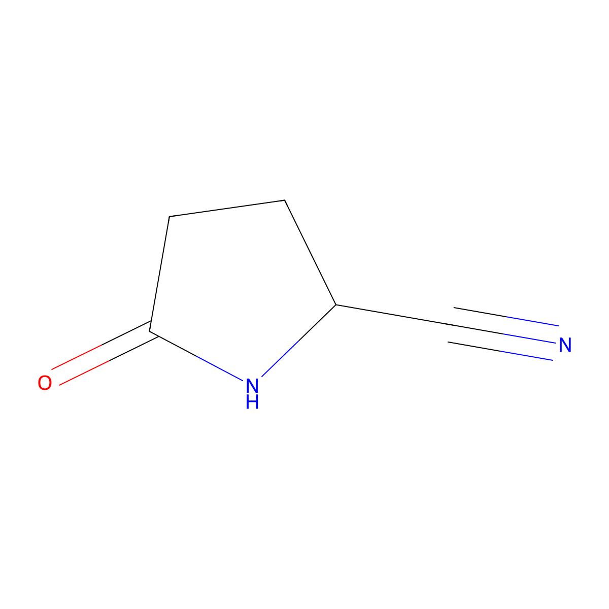 5-Oxopyrrolidine-2-carbonitrile molecular structure, CAS 5626-50-6